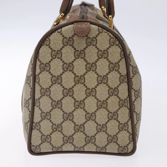GUCCI GG Supreme Web Sherry Line Hand Bag PVC Beige Gold 39 02 007 Auth BA4056 - Picture 5 of 16